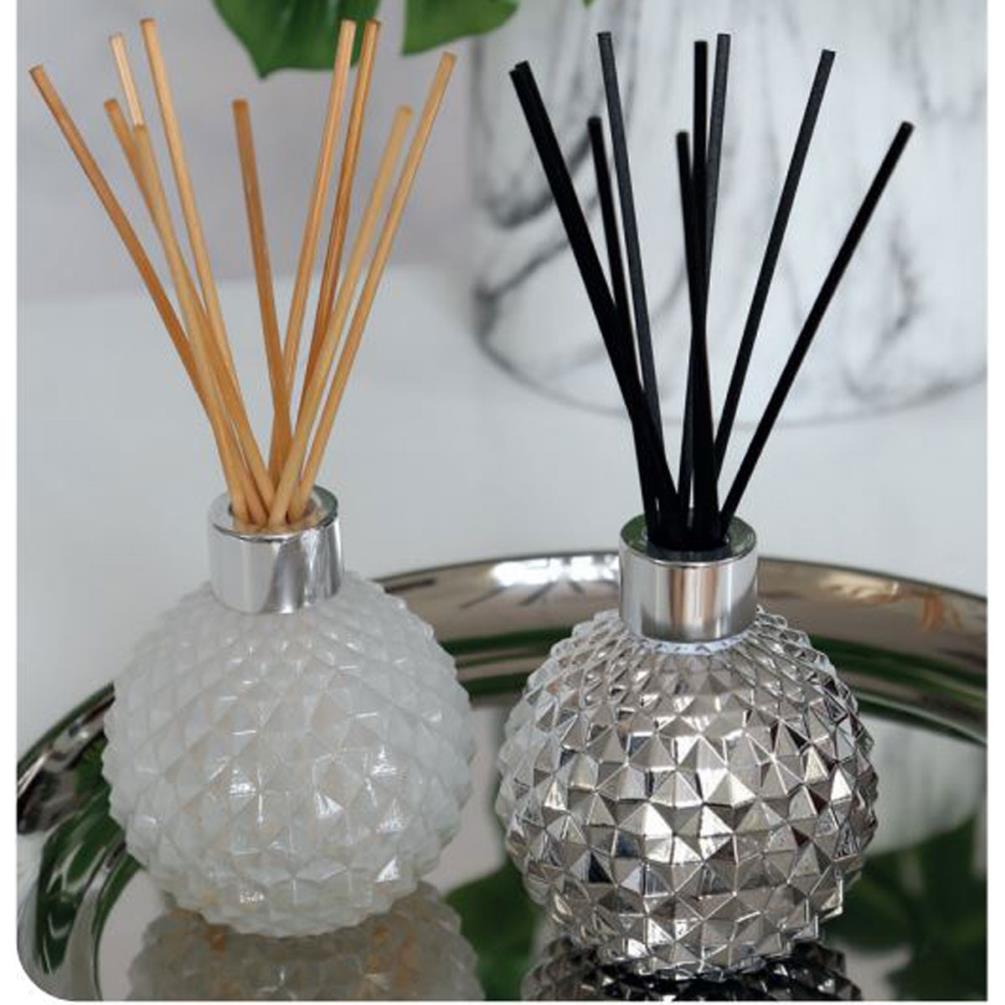 Aroma White Lustre Glass Reed Diffuser & 50 Rattan Reeds Extra Image 1